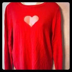 NWT red sweater with peek a boo heart
